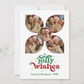 Mint & Cranberry Retro Foto Collage Weihnachten (Vorderseite)