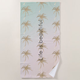 Mint Cream Ombre Tropical Gold Palm Bäume Strandtuch