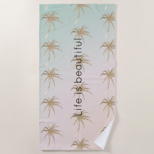 Mint Cream Ombre Tropical Gold Palm Bäume Strandtuch