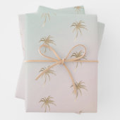 Mint Cream Ombre Tropical Gold Palm Treppen Geschenkpapier Set (Beispiel)