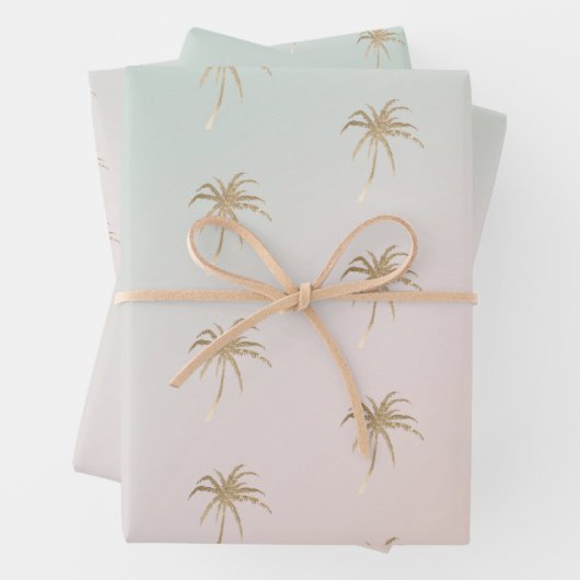 Mint Cream Ombre Tropical Gold Palm Treppen Geschenkpapier Set (Beispiel)