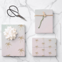 Mint Cream Ombre Tropical Gold Palm Treppen Geschenkpapier Set