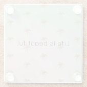 Mint Cream Ombre Tropical Gold Palm Treppen Glasuntersetzer (Rückseite)