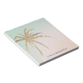 Mint Cream Ombre Tropical Gold Palm Treppen Notizblock