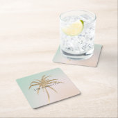 Mint Cream Ombre Tropical Gold Palm Treppen Rechteckiger Pappuntersetzer (Vor Ort)