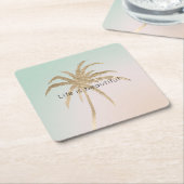 Mint Cream Ombre Tropical Gold Palm Treppen Rechteckiger Pappuntersetzer (angewinkelt)