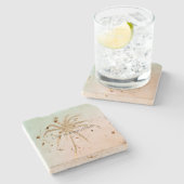 Mint Cream Ombre Tropical Gold Palm Treppen Steinuntersetzer (Seitenansicht)