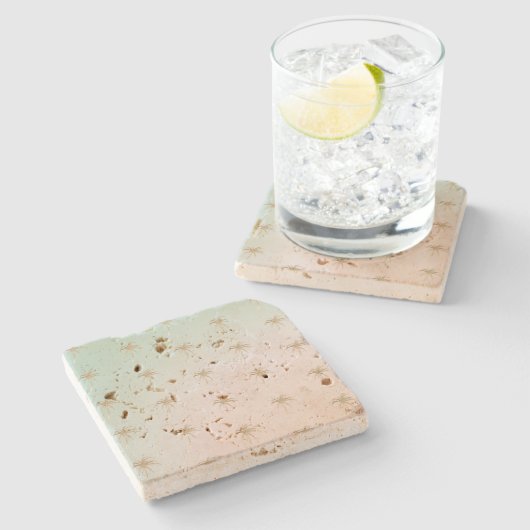 Mint Cream Ombre Tropical Gold Palm Treppen Steinuntersetzer (Seitenansicht)