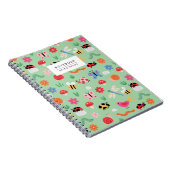 Mint Cute Bugs Pattern Notebook Notizblock (Rechte Seite)