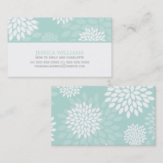 Mint Dahlias Pattern Telefonnummerkarte (Vorne/Hinten)