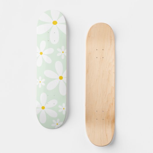 Mint Daisy Muster Skateboard (Vorderseite)