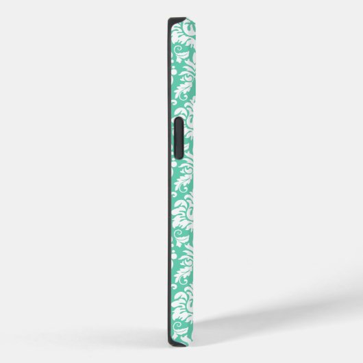 Mint Damask Gray Monogram Name Case-Mate iPhone Hülle (Rückseite / Rechts)