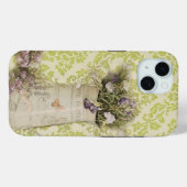 Mint Damask Lavender Blume rustikales französische Case-Mate iPhone Hülle (Rückseite (Horizontal))