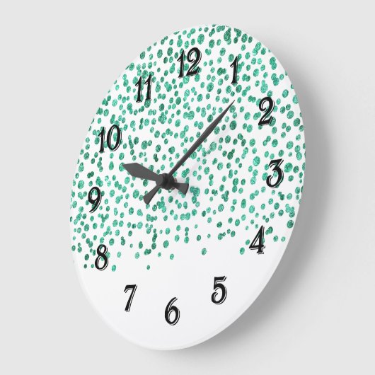 Mint Dazzle Confetti Große Wanduhr (Winkel)