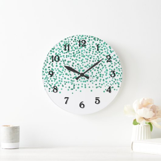 Mint Dazzle Confetti Große Wanduhr (Zuhause)