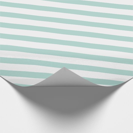 Mint Diagonal Stripe Geschenkpapier (Ecke)