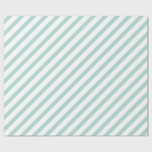 Mint Diagonal Stripe Geschenkpapier (Flach)