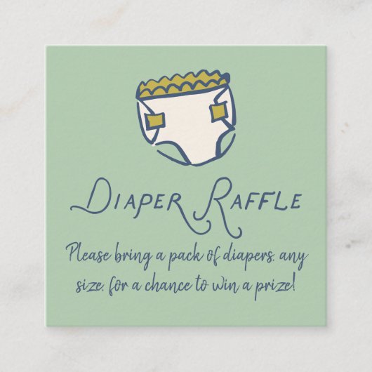 Mint Doodle Baby Shower Diaper Diaper Raffle Begleitkarte (Vorderseite)
