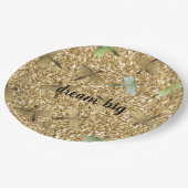 Mint Dragonflies Gold Glam Glitzer Traum Pappteller (Schrägansicht)