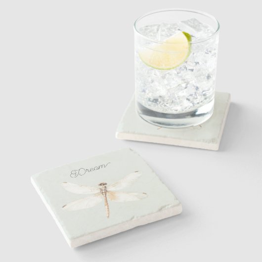 Mint Dragonfly Dream Steinuntersetzer (Seitenansicht)