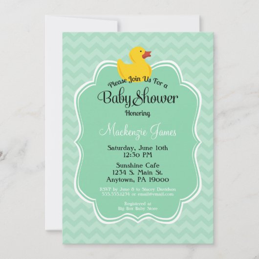 Mint Duck Baby Duwer Einladung Geschlecht neutral (Vorderseite)