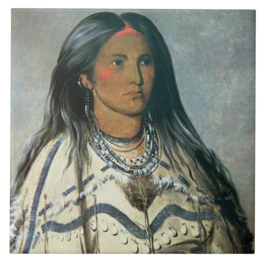 "Mint", ein Mandan indisches Mädchen, 1832 Fliese (Vorderseite)