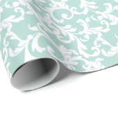 Mint Elegant Damask Print Geschenkpapier (Rolleneckpunkt)