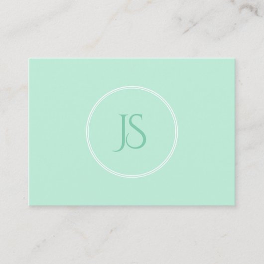 Mint Elegant Green Template Monogram Simple Visitenkarte (Vorderseite)