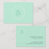 Mint Elegant Green Template Monogram Simple Visitenkarte (Vorne/Hinten)