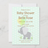 Mint Elephant Baby Shower Einladungen (Vorderseite)