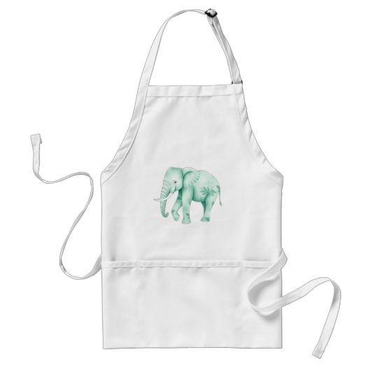 Mint Elephant mit Dschungel-Blätter Schürze (Vorne)