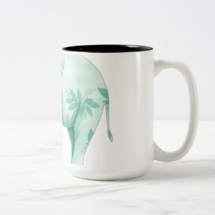 Mint Elephant mit Dschungel-Blätter Zweifarbige Tasse