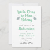 Mint Elephants Christlich Dedication Einladung (Vorderseite)