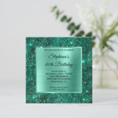 Mint Emerald Diamond Studded Foil 80. Geburtstag Einladung (Stehend Vorderseite)