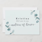 Mint Eukalyptus Matron of Honor Vorschlag Card (Vorderseite)