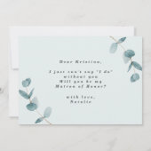 Mint Eukalyptus Matron of Honor Vorschlag Card (Rückseite)