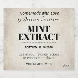 Mint Extract Modern Label Sticker ZEX_001c Schaumweinetikett