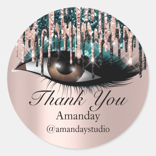 Mint Eyelashes Extension Makeup Rose Aquamarine Tr Runder Aufkleber (Vorderseite)