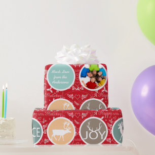 Mint Family Foto Rentier Weihnachten Merry Bright Geschenkpapier