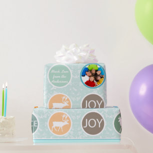 Mint Family Foto Rentier Weihnachten Merry Bright Geschenkpapier