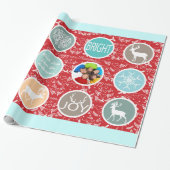 Mint Family Foto Rentier Weihnachten Merry Bright Geschenkpapier (Ungerollt)