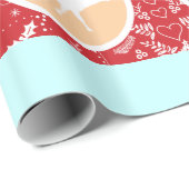 Mint Family Foto Rentier Weihnachten Merry Bright Geschenkpapier (Rolleneckpunkt)