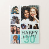 Mint Family Friends Foto Collage Happy Birthday Puzzle (Vertikal)