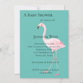 Mint Flamingo Baby Dusche Einladung (Rückseite)