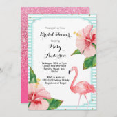 Mint Flamingo Bridal Dusche Einladung Karte (Vorne/Hinten)