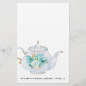 Mint Floral Brautparty Tee Party Bingo (Rückseite)