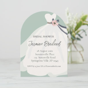 Mint Floral Bride Gown Brautparty Einladung