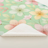 Mint Floral Small Sherpa Blanket Sherpadecke (3/4)