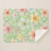 Mint Floral Small Sherpa Blanket Sherpadecke (Vorderseite (Horizontal))