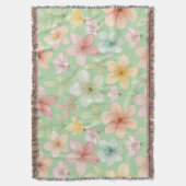 Mint Floral Throw Blanket Decke (Vorderseite Vertikal)